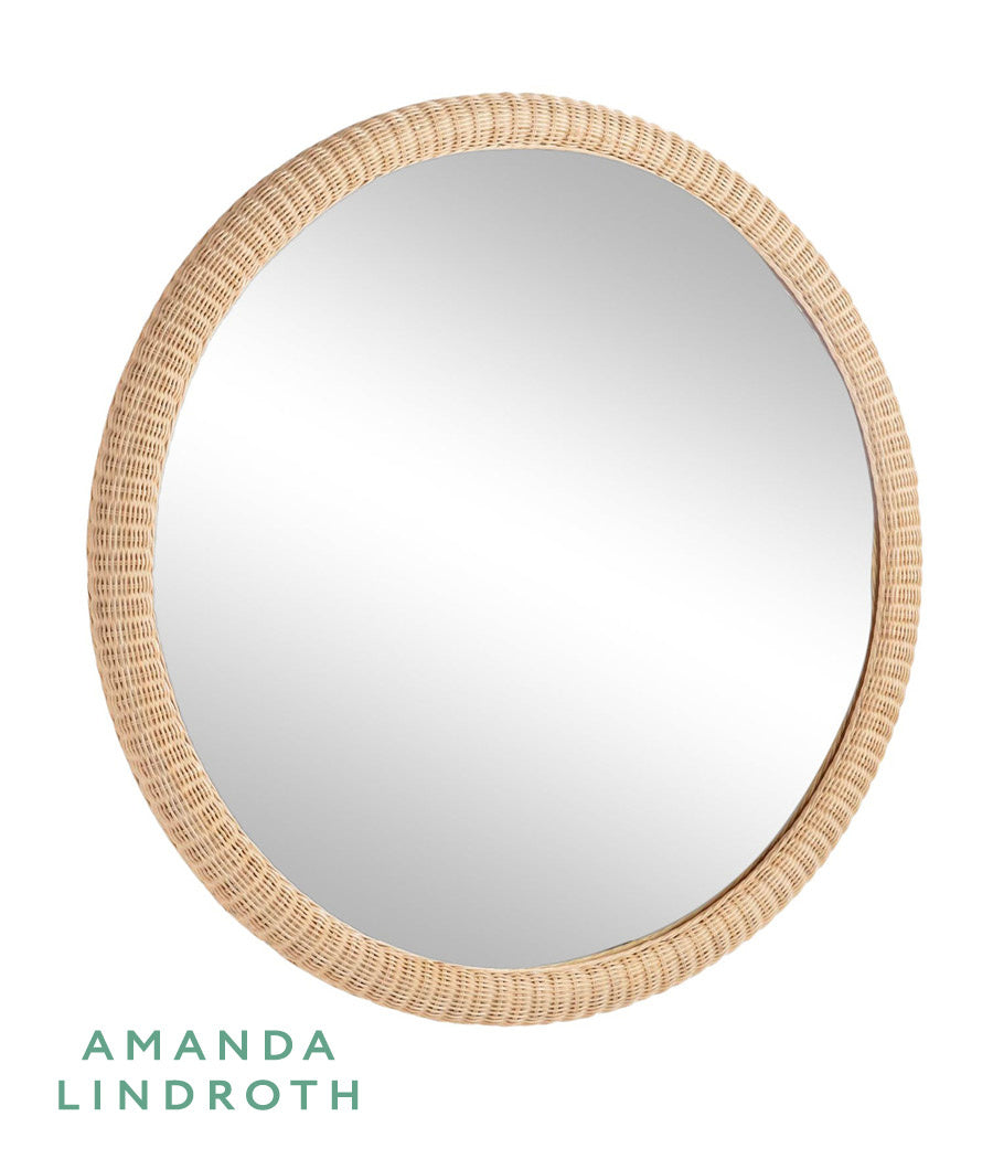 Dunmore Round Wicker Mirror by Amanda Lindroth Braided rattan edge 