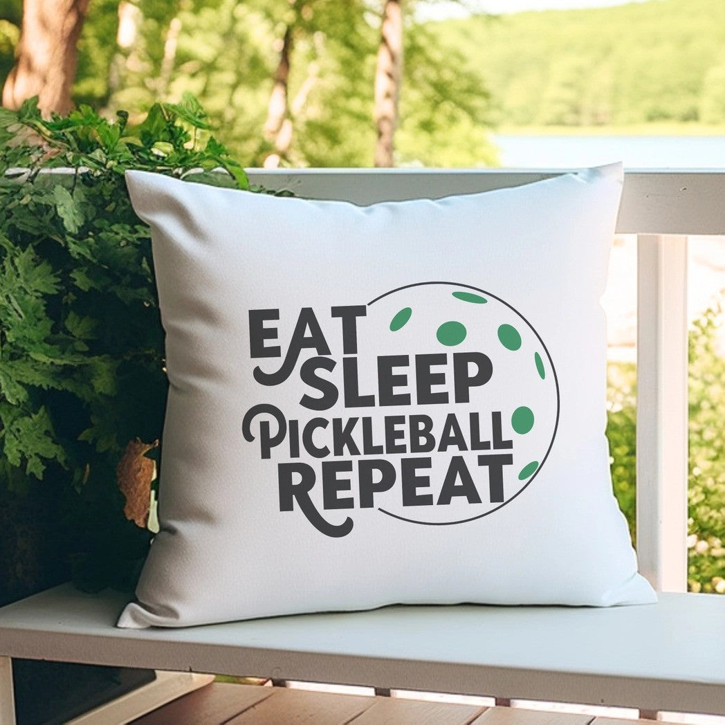 Eat Sleep Pickleball Throw Pillow has a hypoallergenic insert