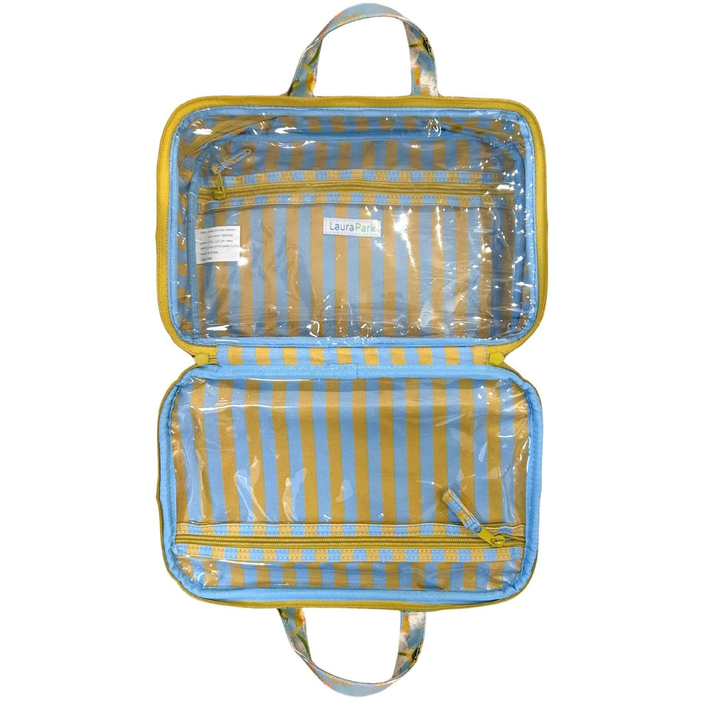 English Garden Blue Travel Case has a plastic lined interior