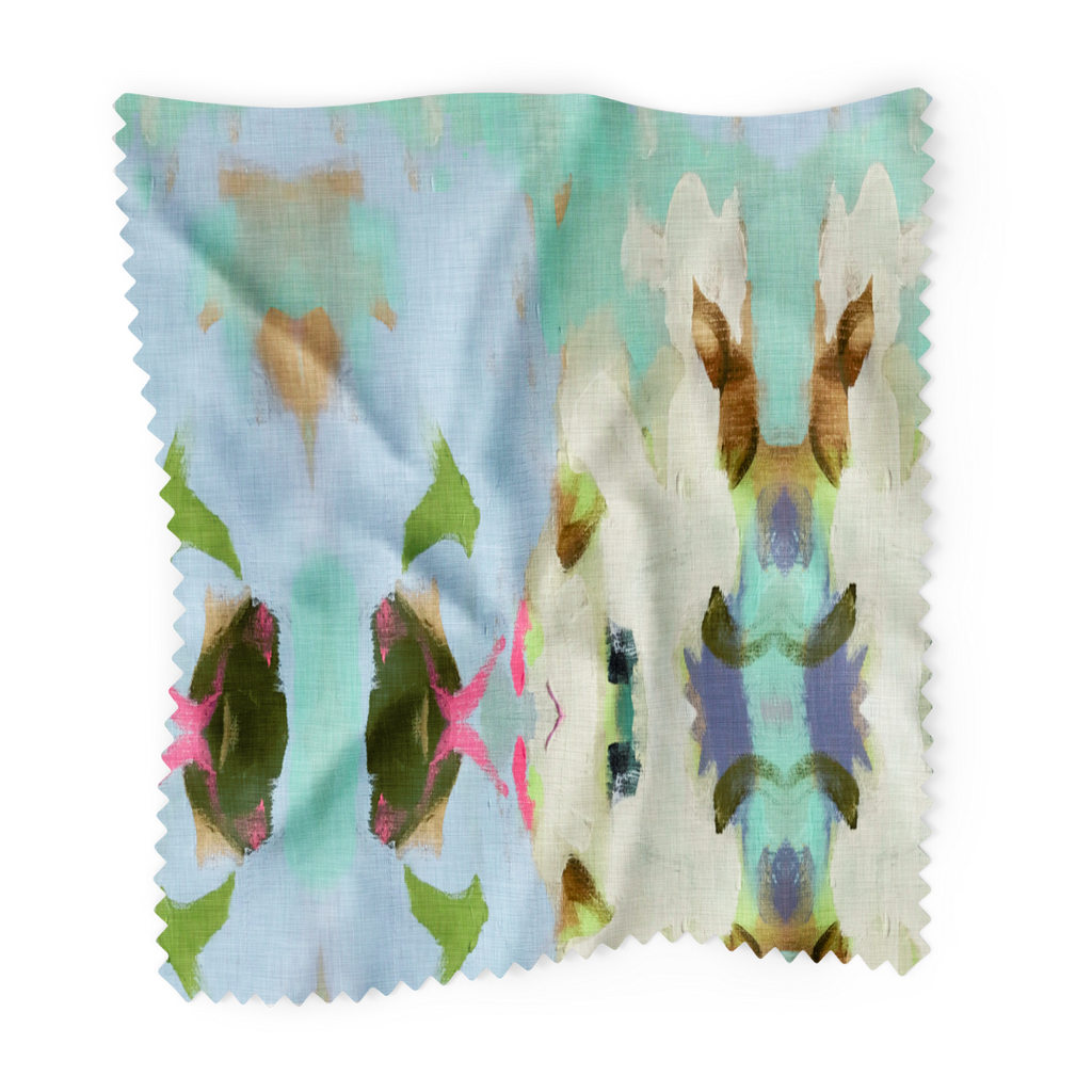 Summer Garden Light Blue Throw Pillow fabric swatch