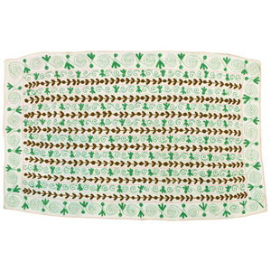 Green ivy Vintage Suzani Blanket is hand-embroidered