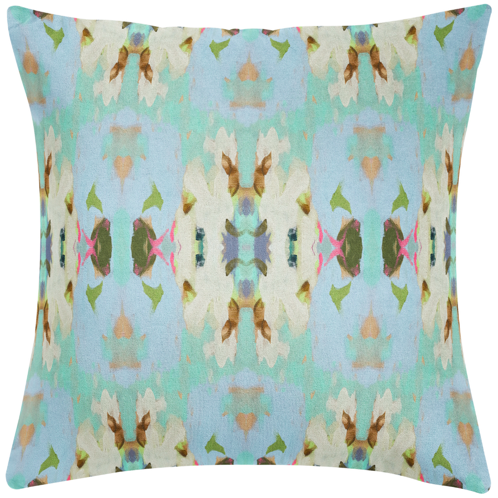 Summer Garden Light Blue Throw Pillow 26" square