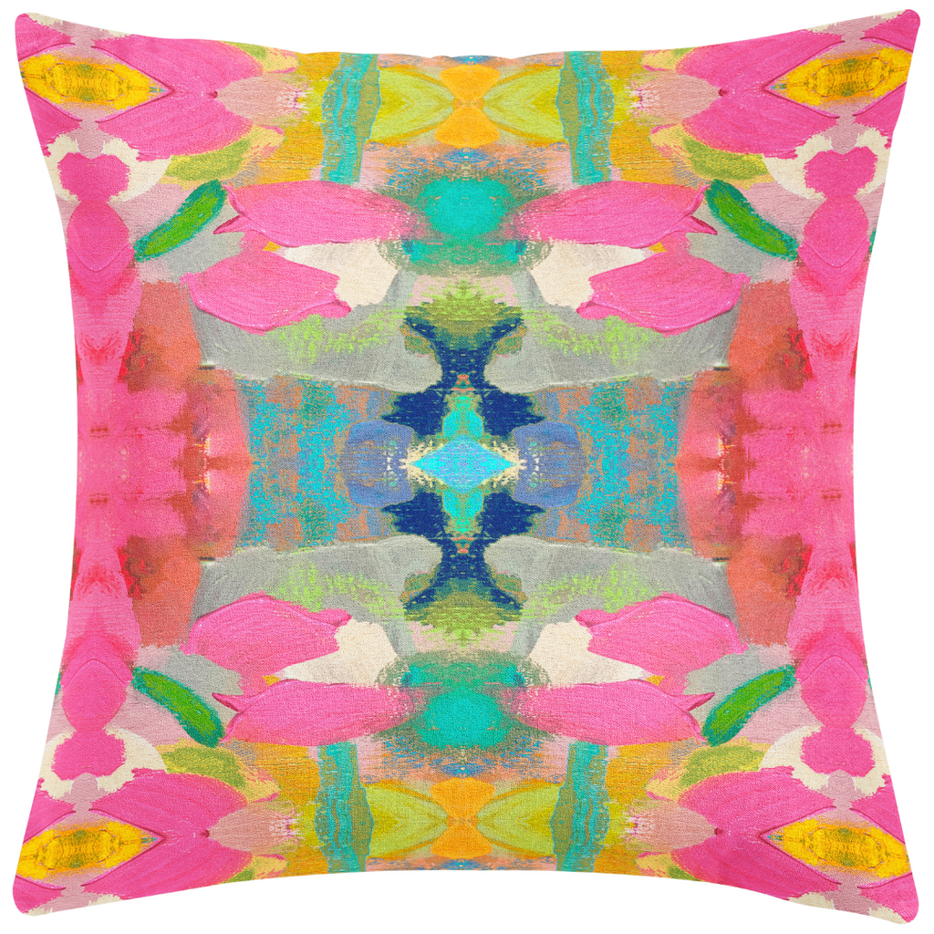 Pink Paradise Linen Throw Pillow 22" square