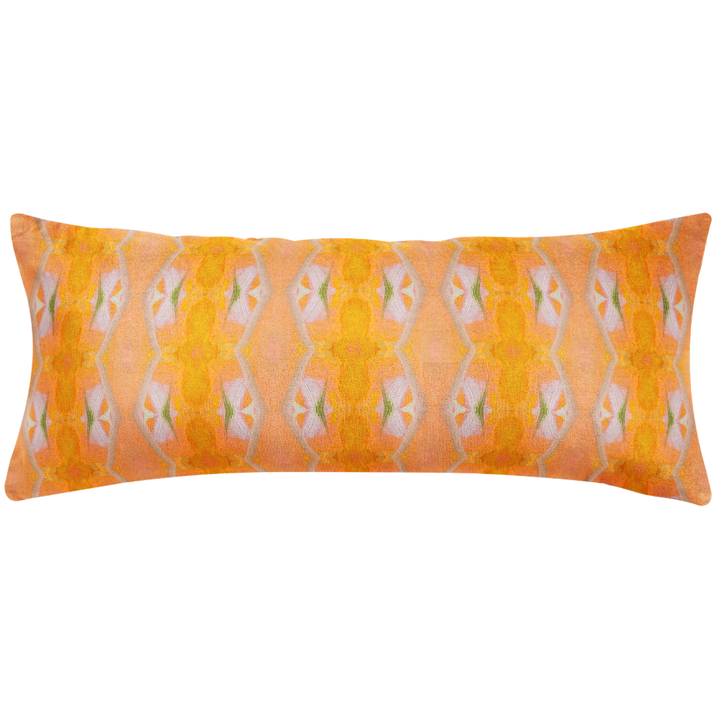 Orange Blossom Linen Throw Pillow bolster