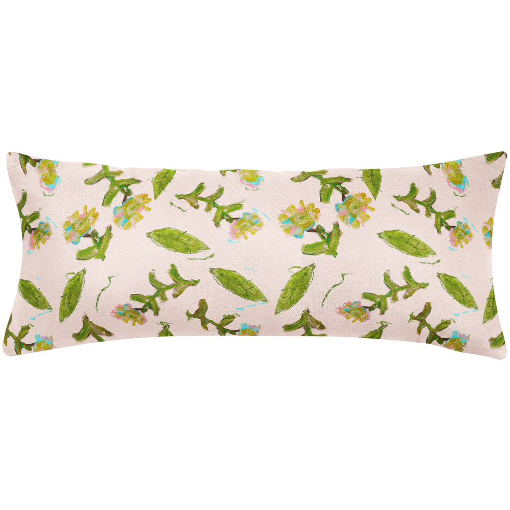 Flor Rosa Throw Pillow 14x36 bolster