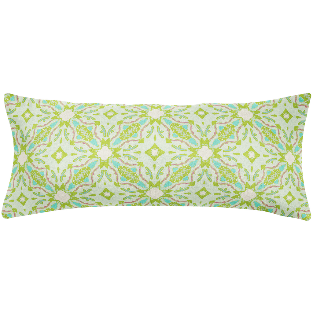 Lagos Green Throw Pillow 14x36" bolster