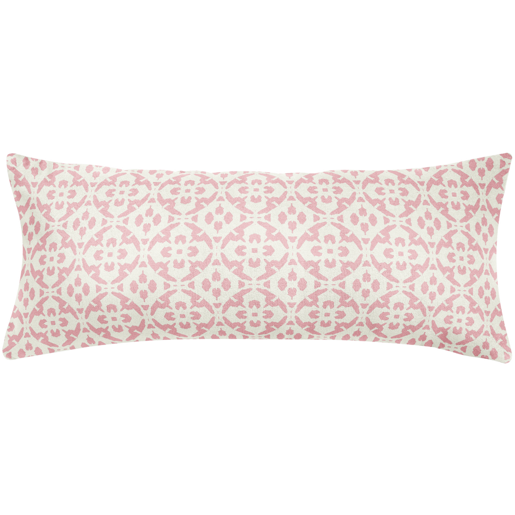 Porto Tile Blush Throw Pillow 14x36" bolster