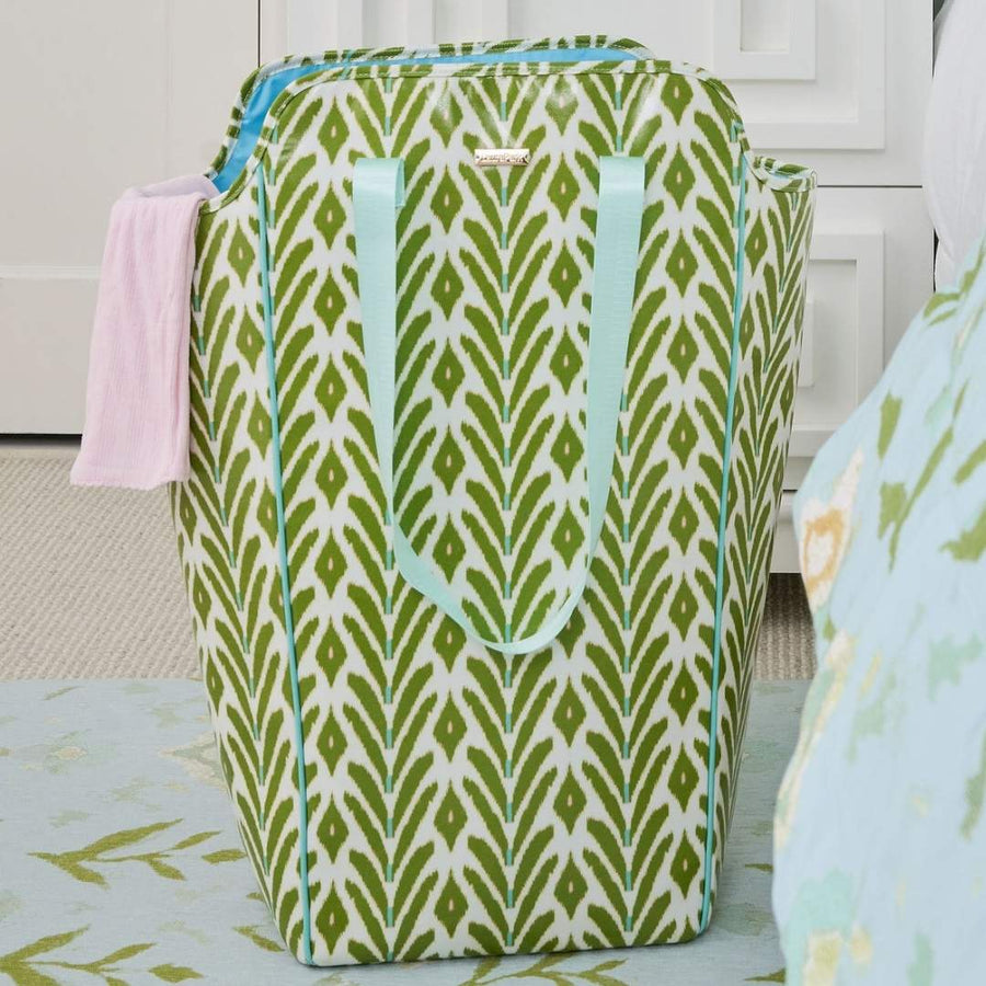 Petite Frond Green Laundry Bag in bright green and subtle blues
