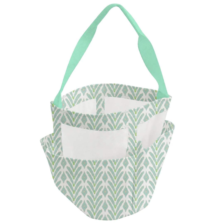 Petite Frond Mint Shower Caddy has subtle blue accents