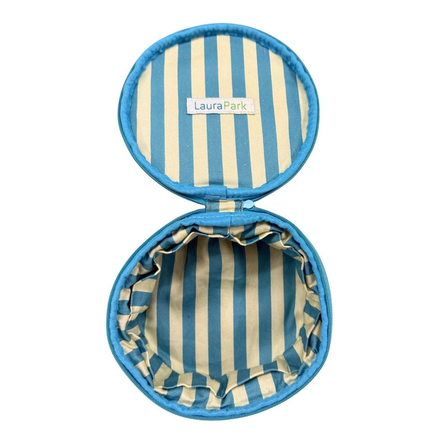 Rosemary Indigo Round Jewelry Case is lightly padded