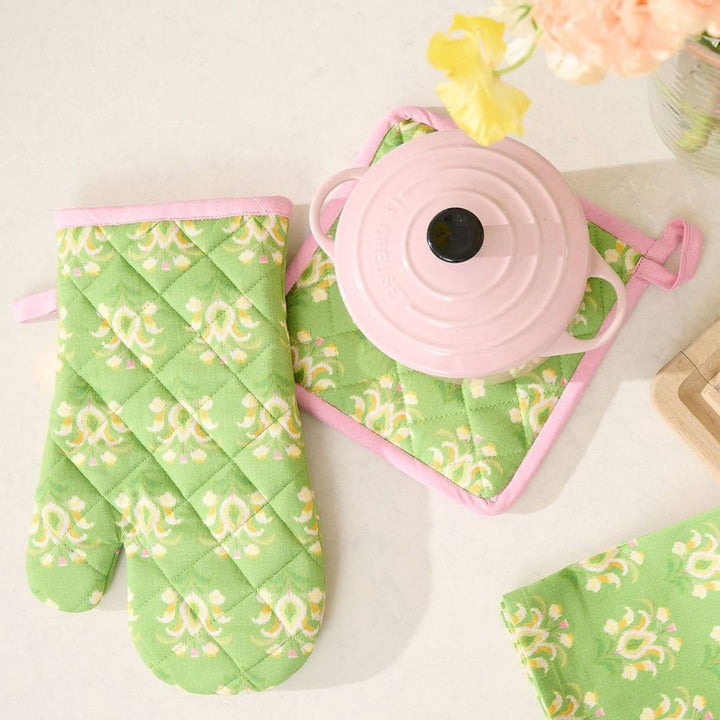 Rosemary Meadow Oven Mitt and Pot Holder Set adds color and essential function