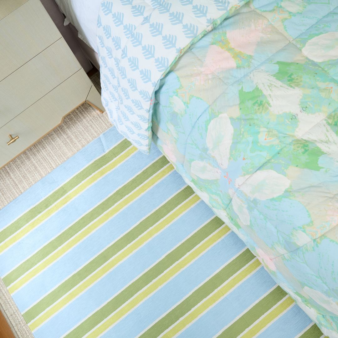 Striped Blue-Green Floor Mat