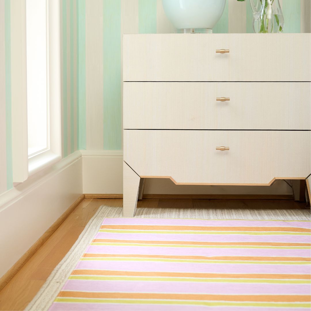 Striped Pink-Orange Floor Mat