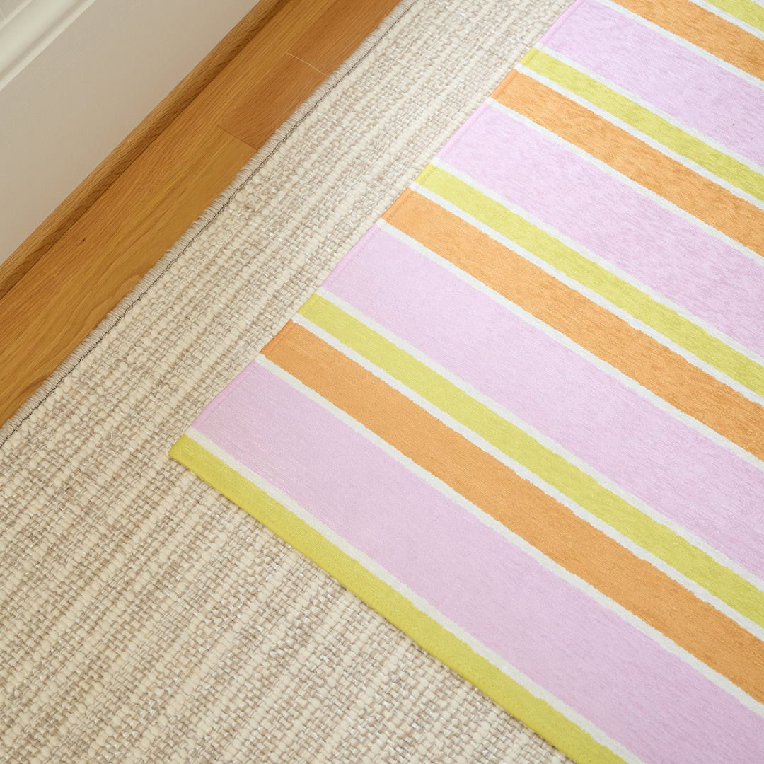 Striped Pink-Orange Floor Mat