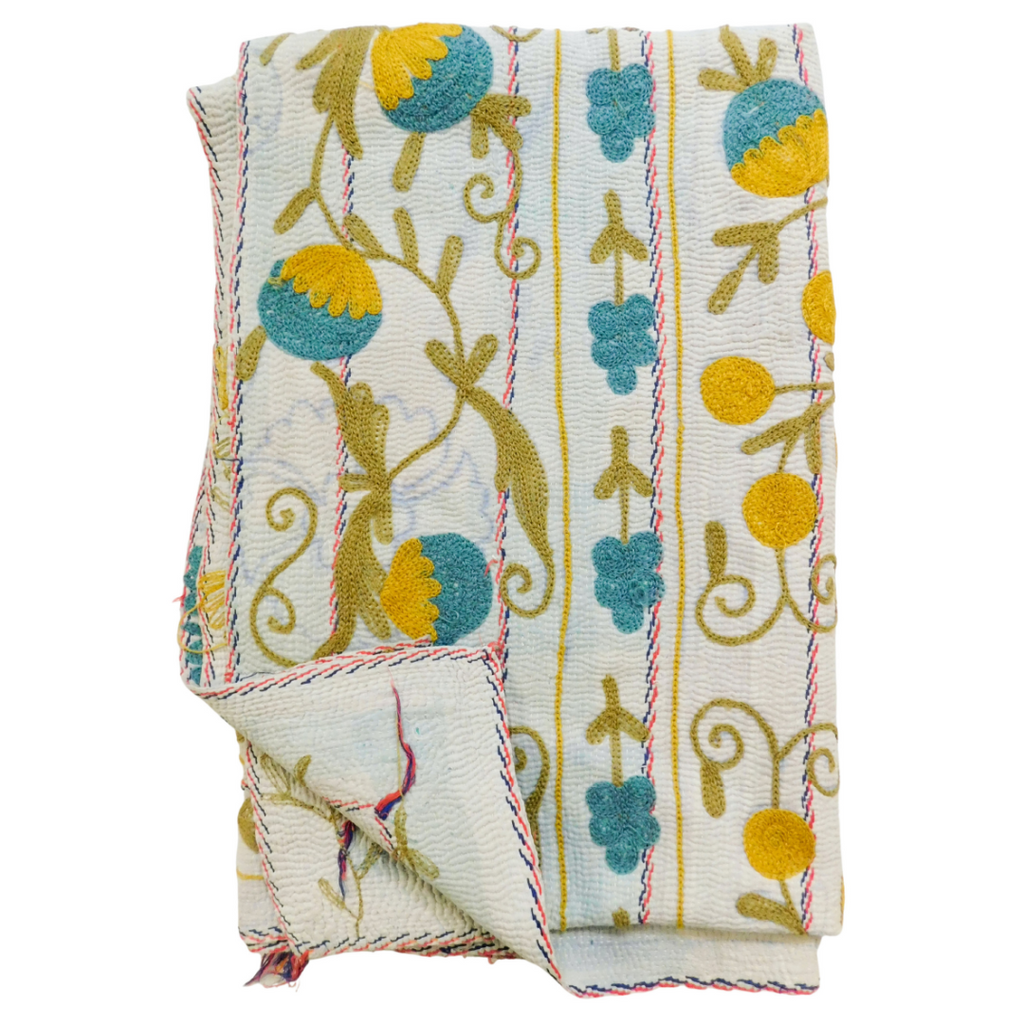 Marigold Blossom Vintage Suzani Blanket