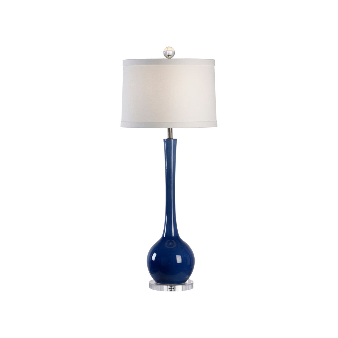Matthews Table Lamp - Blue has a cobalt blue vase column