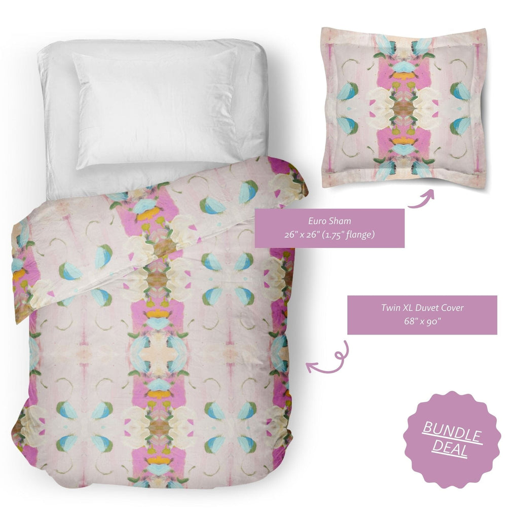 Monet's Garden Pink Dorm Bedding Set features