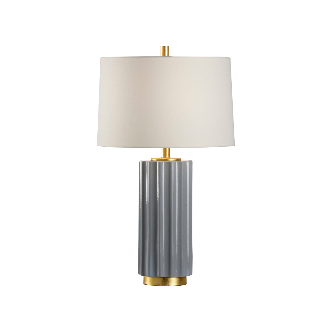 Mythos Table Lamp - Slate has a fluted ceramic/porcelain body