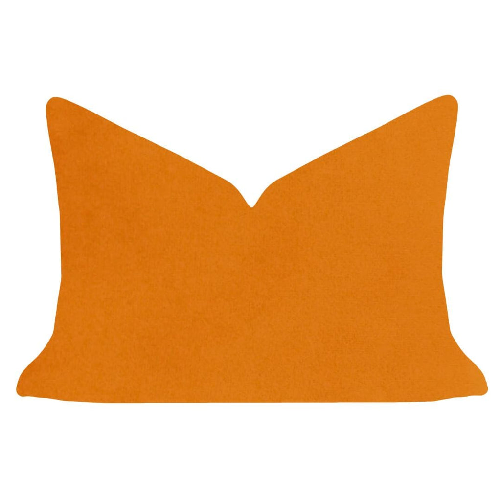 Orange Solid Velvet Pillow 14"x20" lumbar