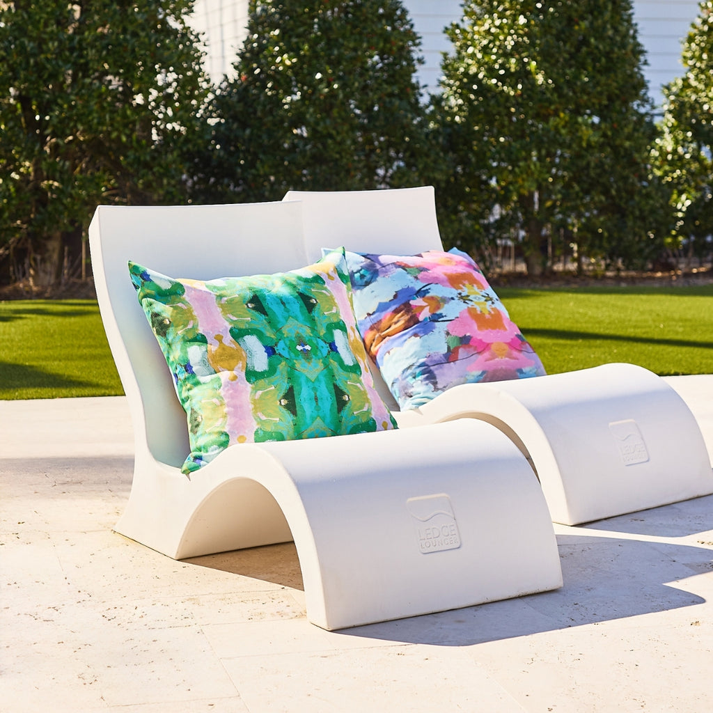 Boca Bay Outdoor Pillow in lifestyle setting