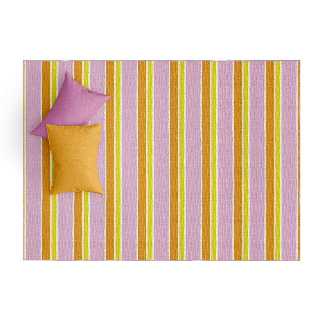 Striped Pink-Orange Floor Mat