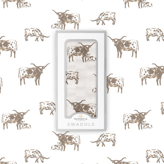 Texas Longhorn Bamboo Swaddle layed out