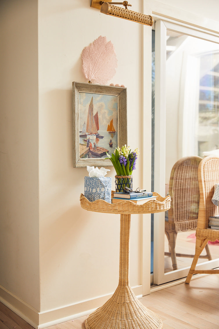 Sloane Side Table by Amanda Lindroth natural rattan is an ideal accent piece for your decor