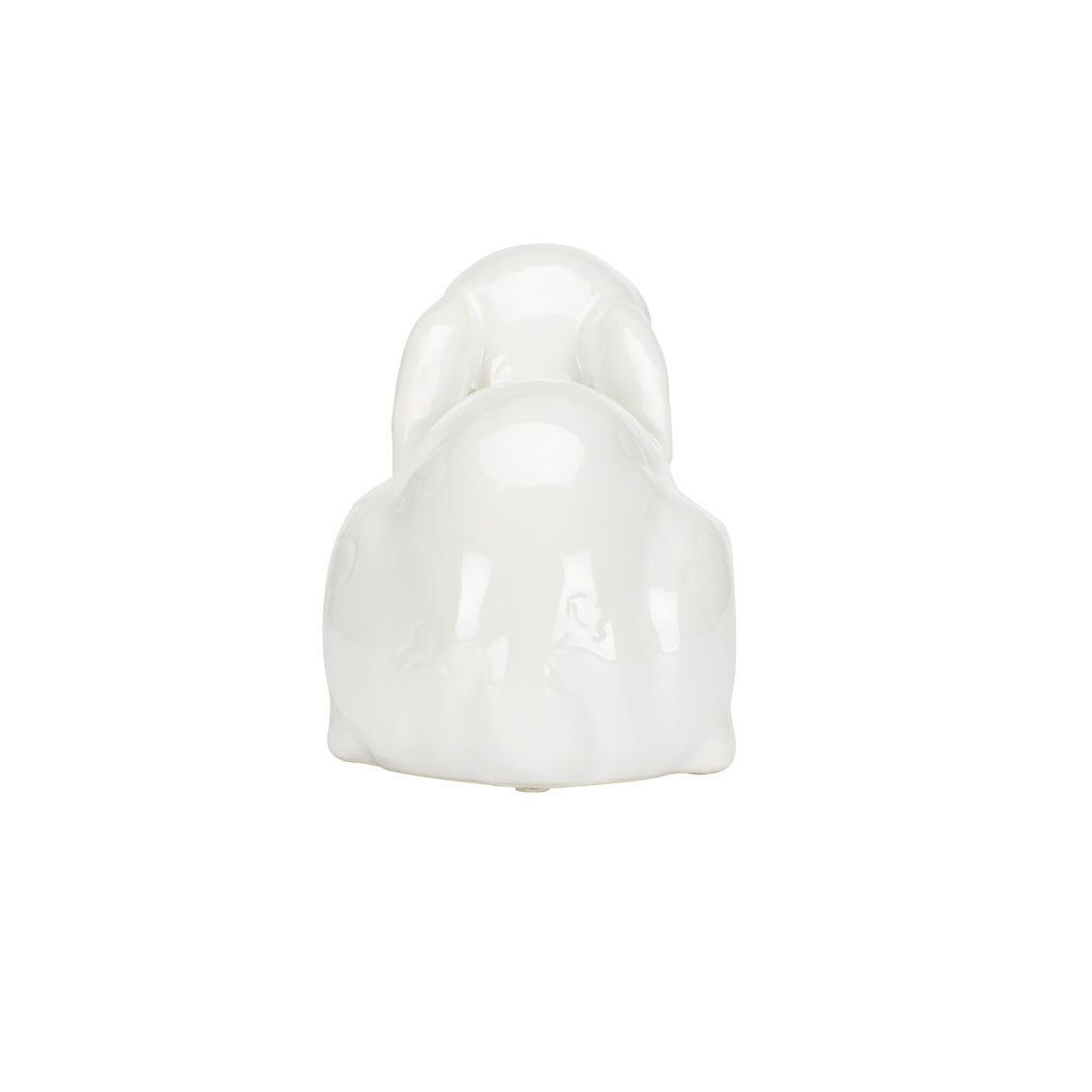 Staffordshire Rabbit - White ceramic figurine with white glaze, back view