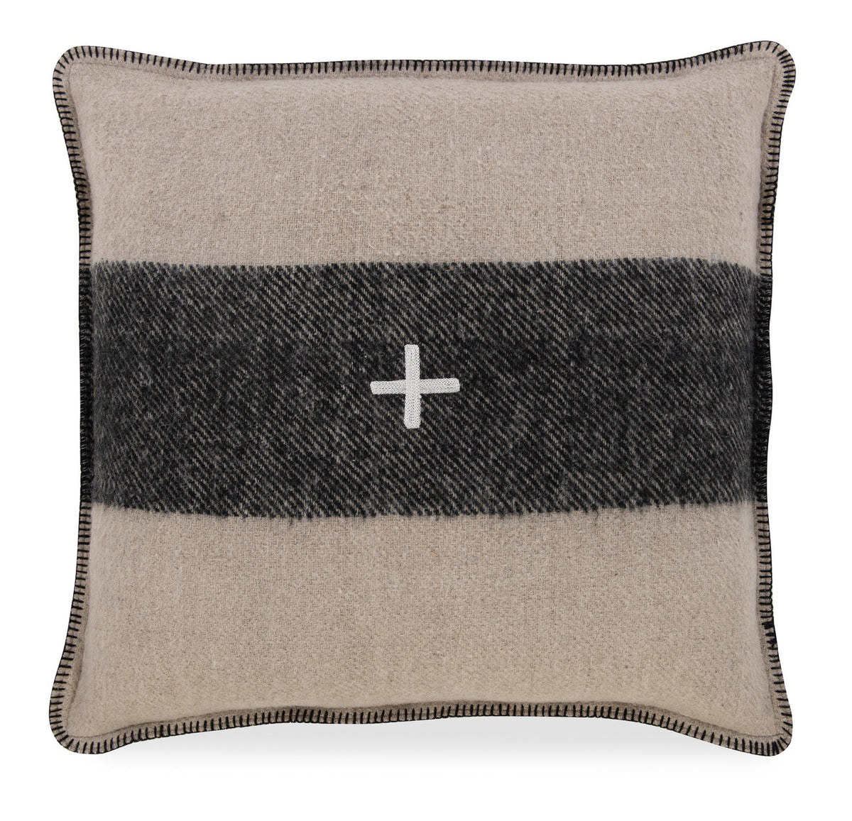 Swiss Army Pillow Cover cream/black 24x24