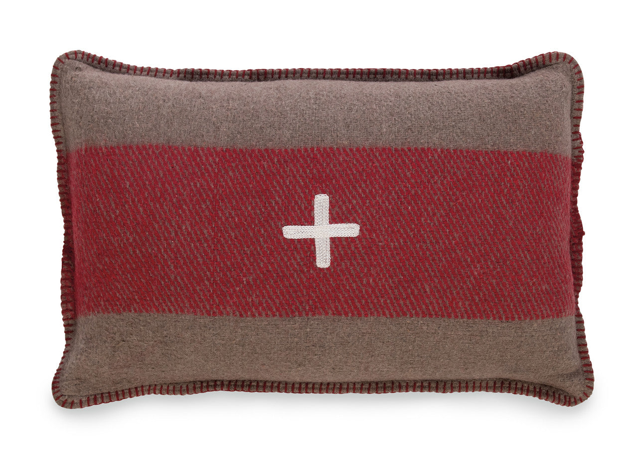 Swiss Army Pillow Cover brown/red 14x20