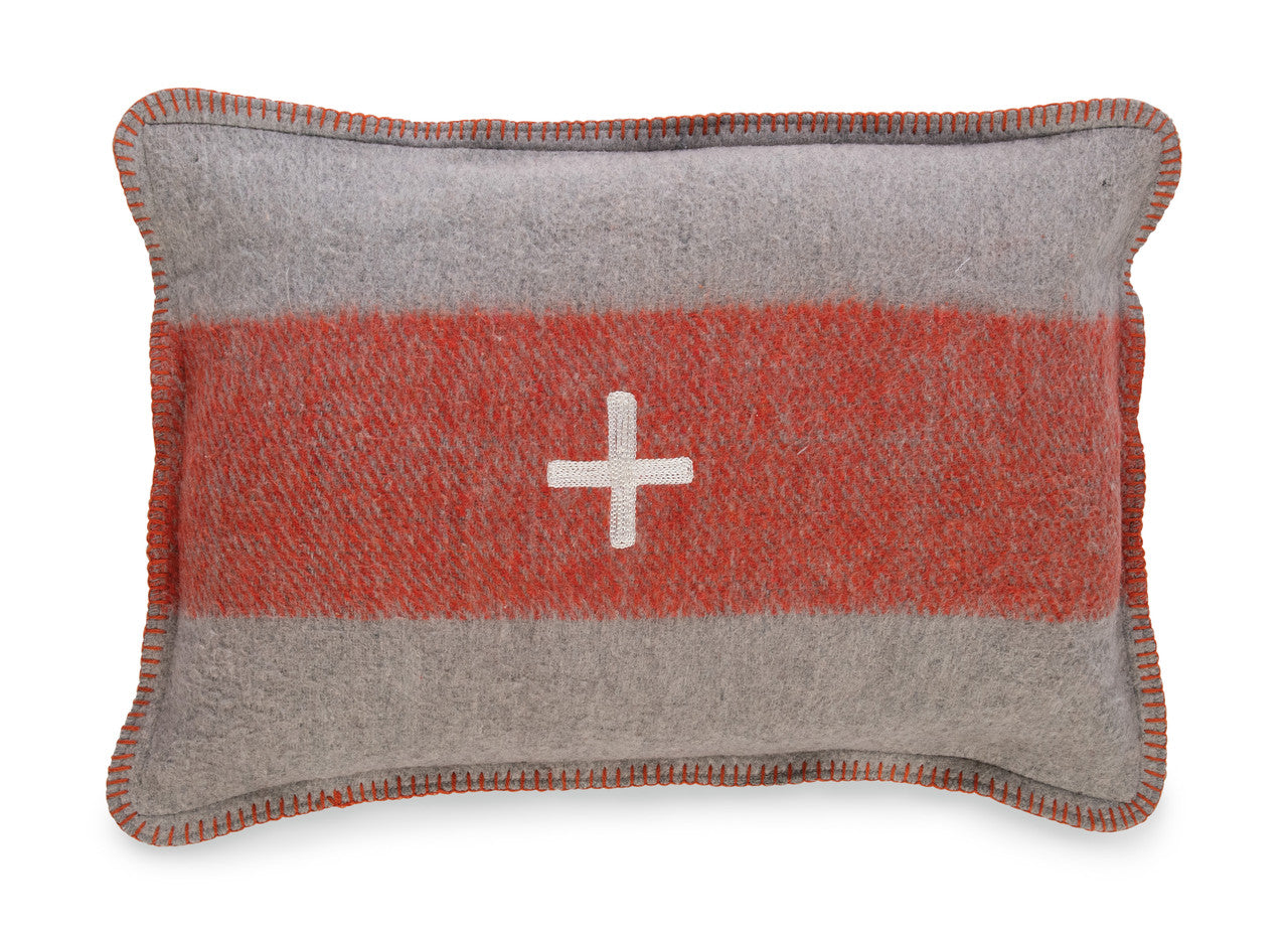 Swiss Army Pillow Cover grey/orange 14x20