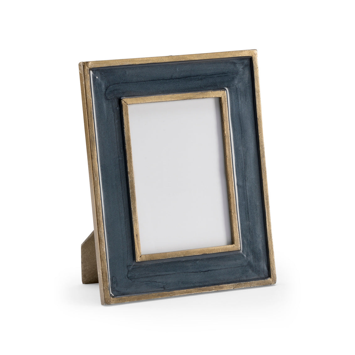 Teal Photo Frame has teal enamel with antique gold trim