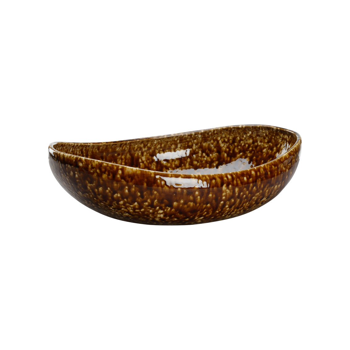 Tortoise Ceramic Bowl - Large in mottled brown glaze