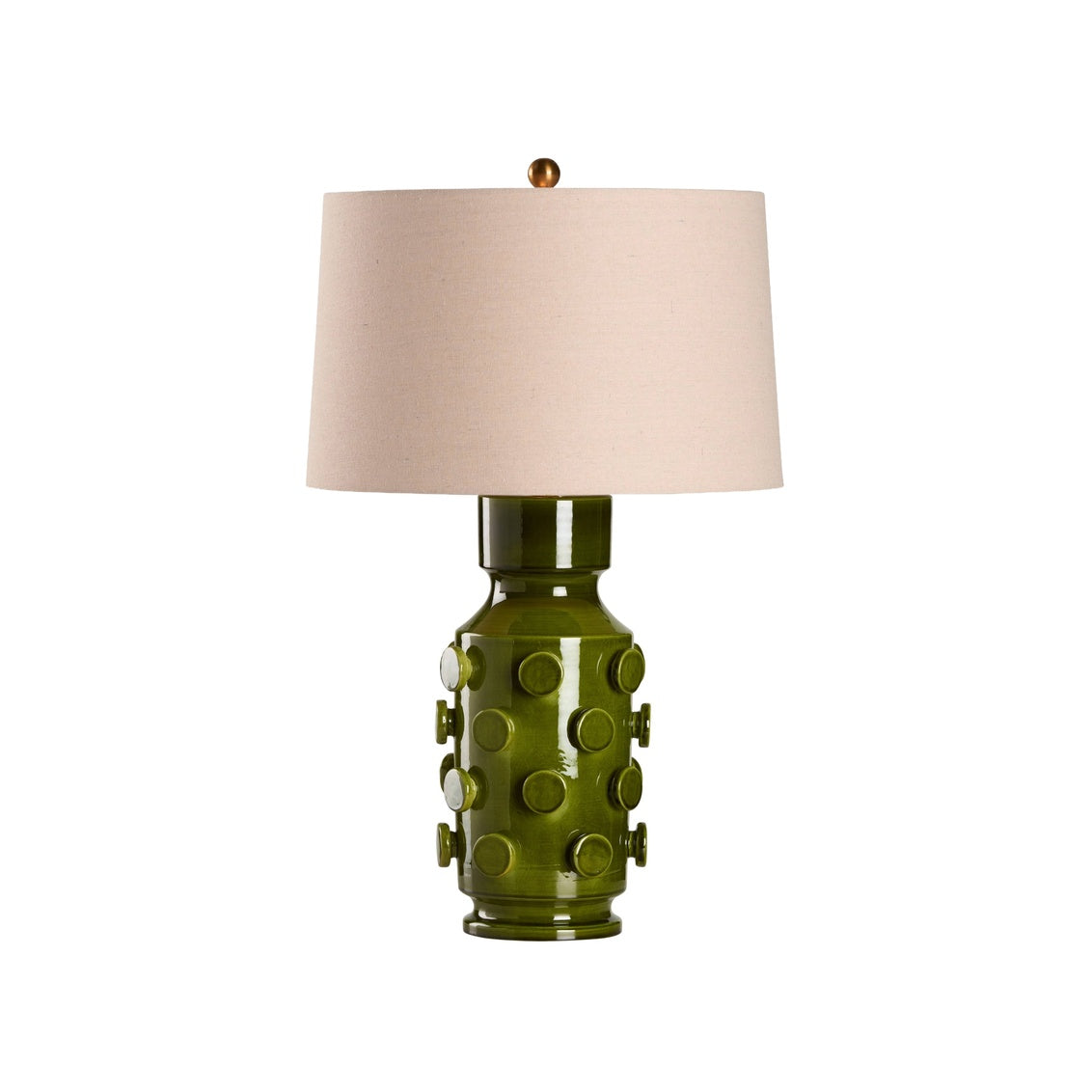 Ungaro Table Lamp - Green ceramic lamp with circular details