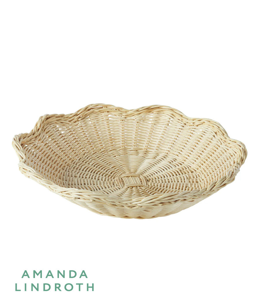 Wavy Wicker Tray by Amanda Lindroth is natural rattan with her signature braid edge
