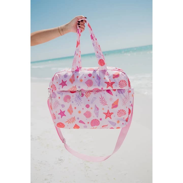 Beach Seashells Weekend Bag has an adjustable crossbody strap