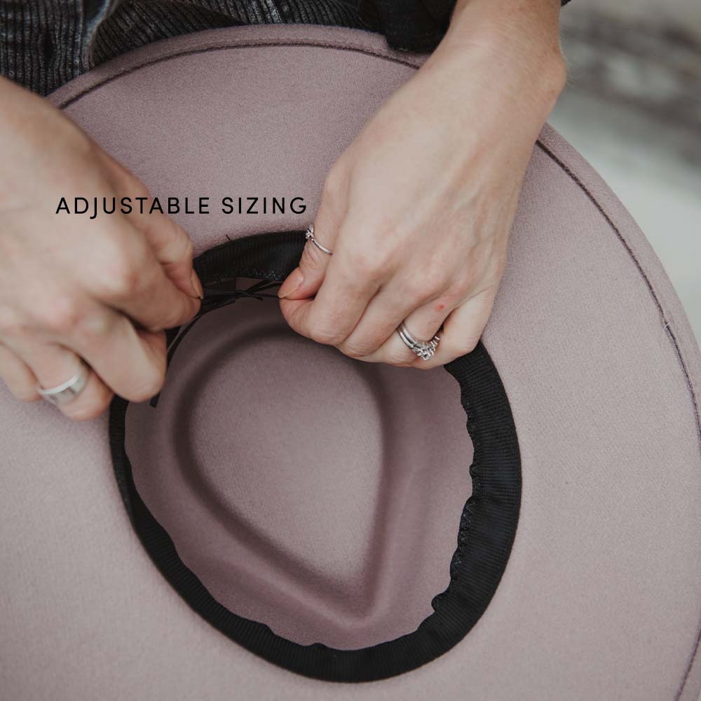 Brown Wide Brim Felt Hat for Women adjustable band