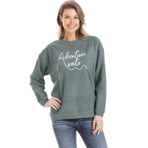Adventure Awaits Women's Corded Sweatshirt in green