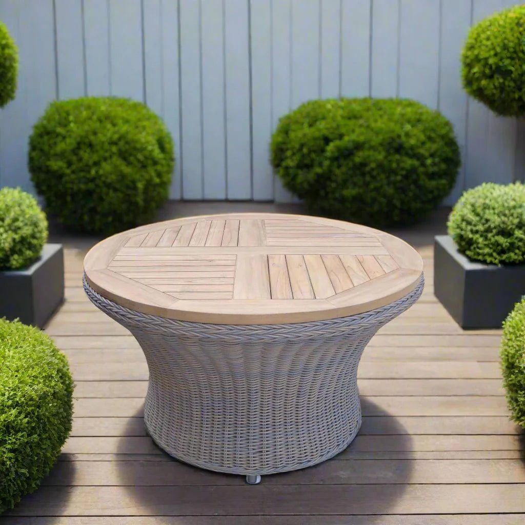 Barbados Outdoor Chat Table on patio