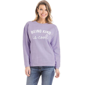 Being Kind Is Cool Corded Sweatshirt in purple