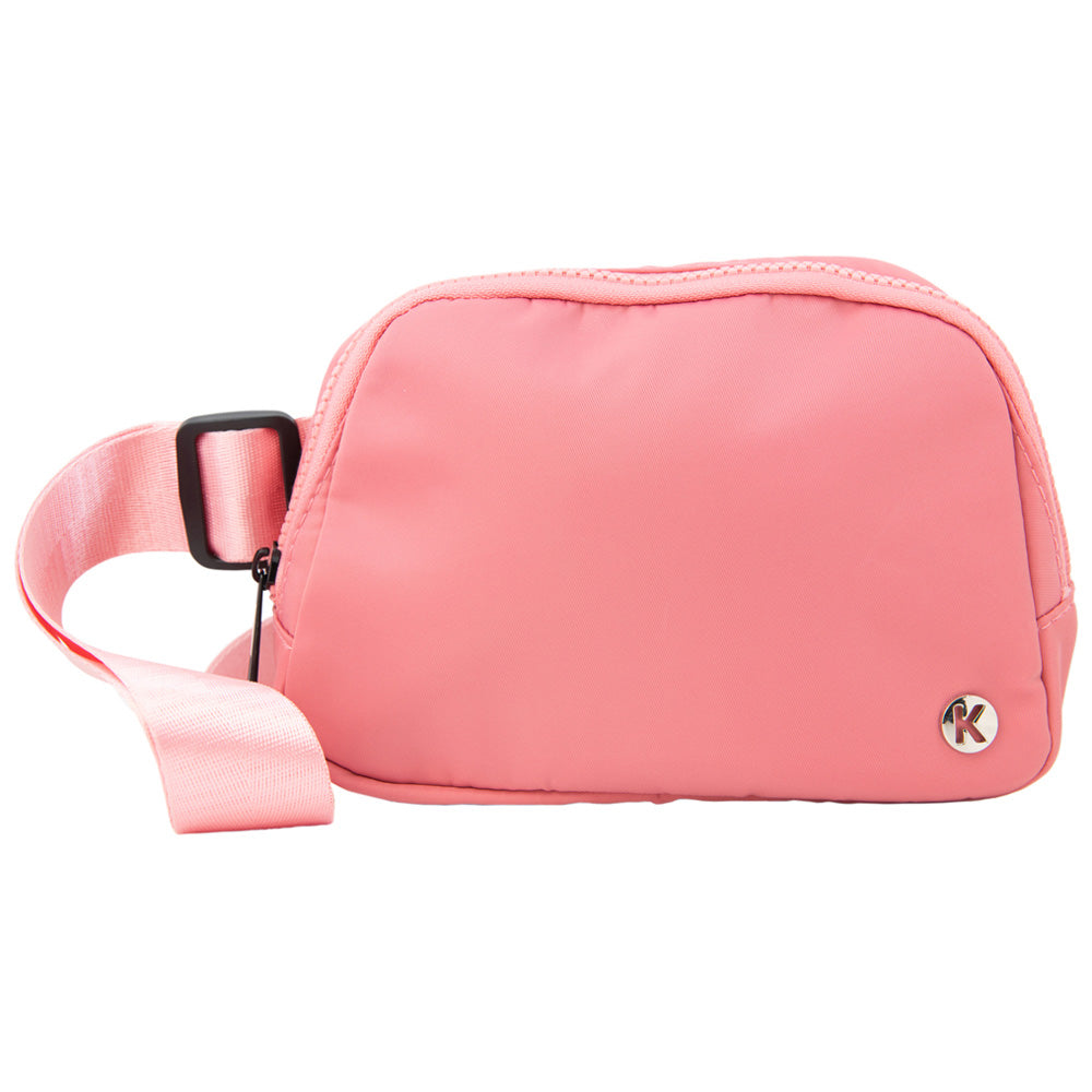 Rose Pink Solid Fanny Pack has interior pockets