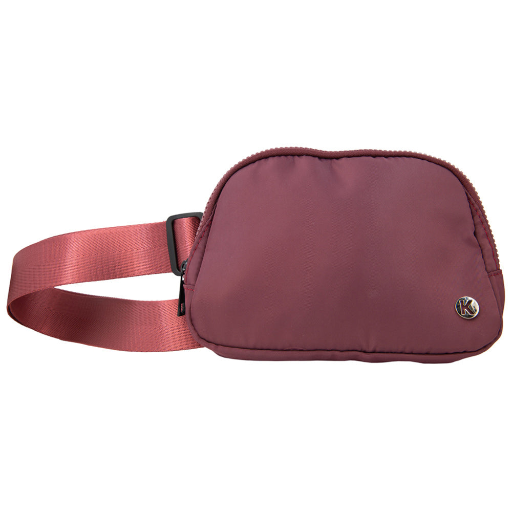 Maroon Solid Fanny Pack has interior pockets