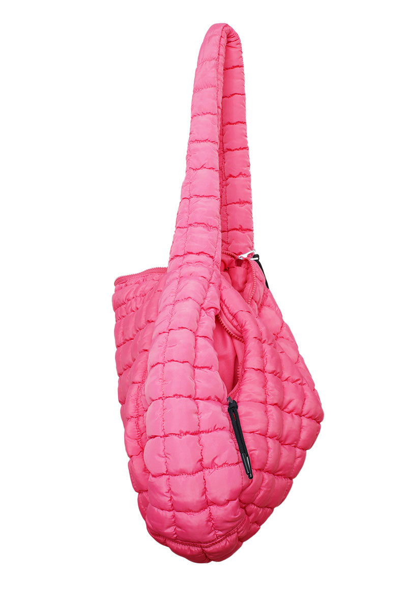 Hot Pink Quilted Puffer Tote