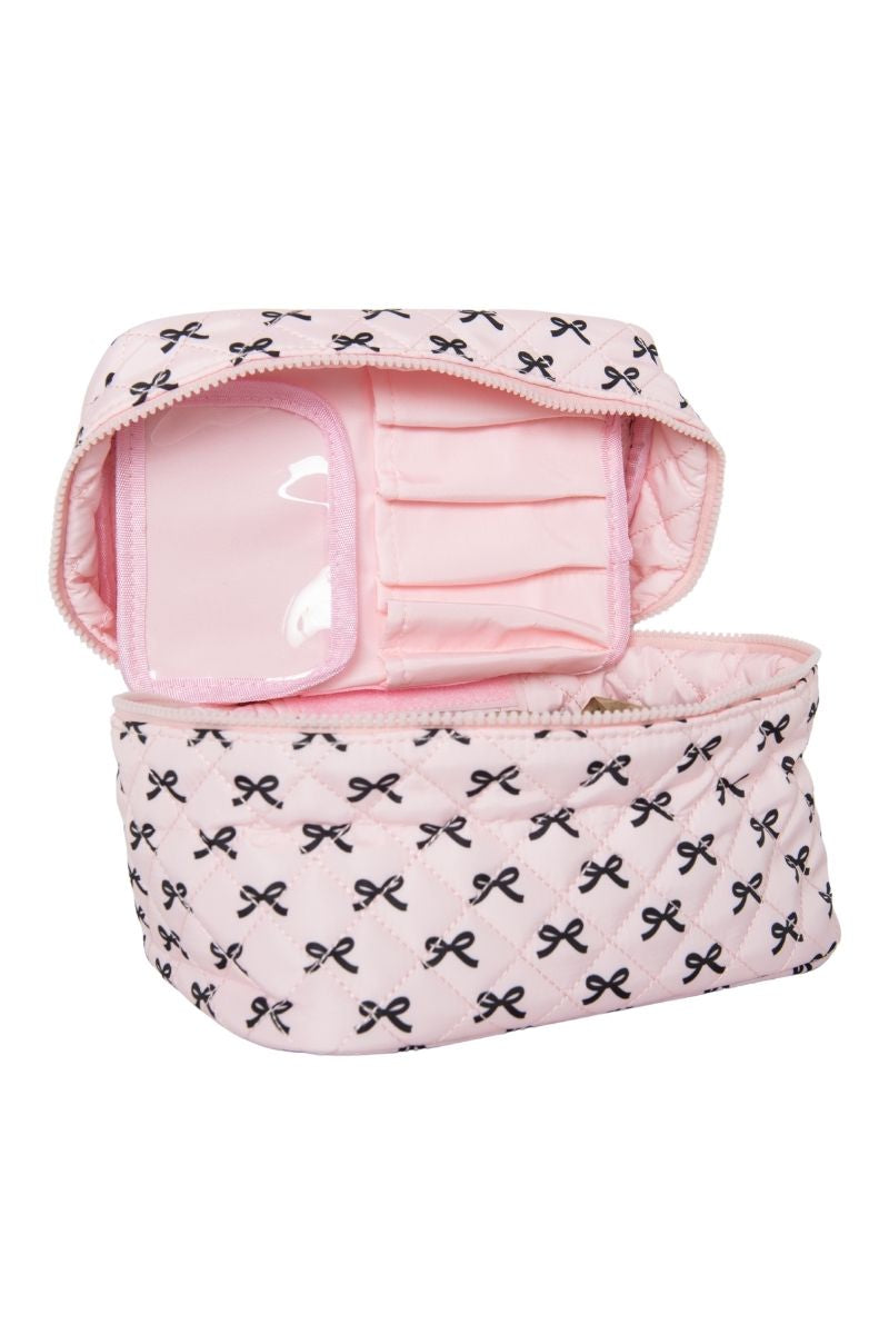 Mini Black Bows Makeup Bag has brush inserts