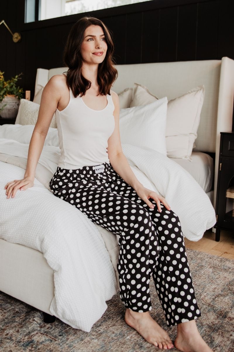 Black & White Polka Dots Boxer Pants