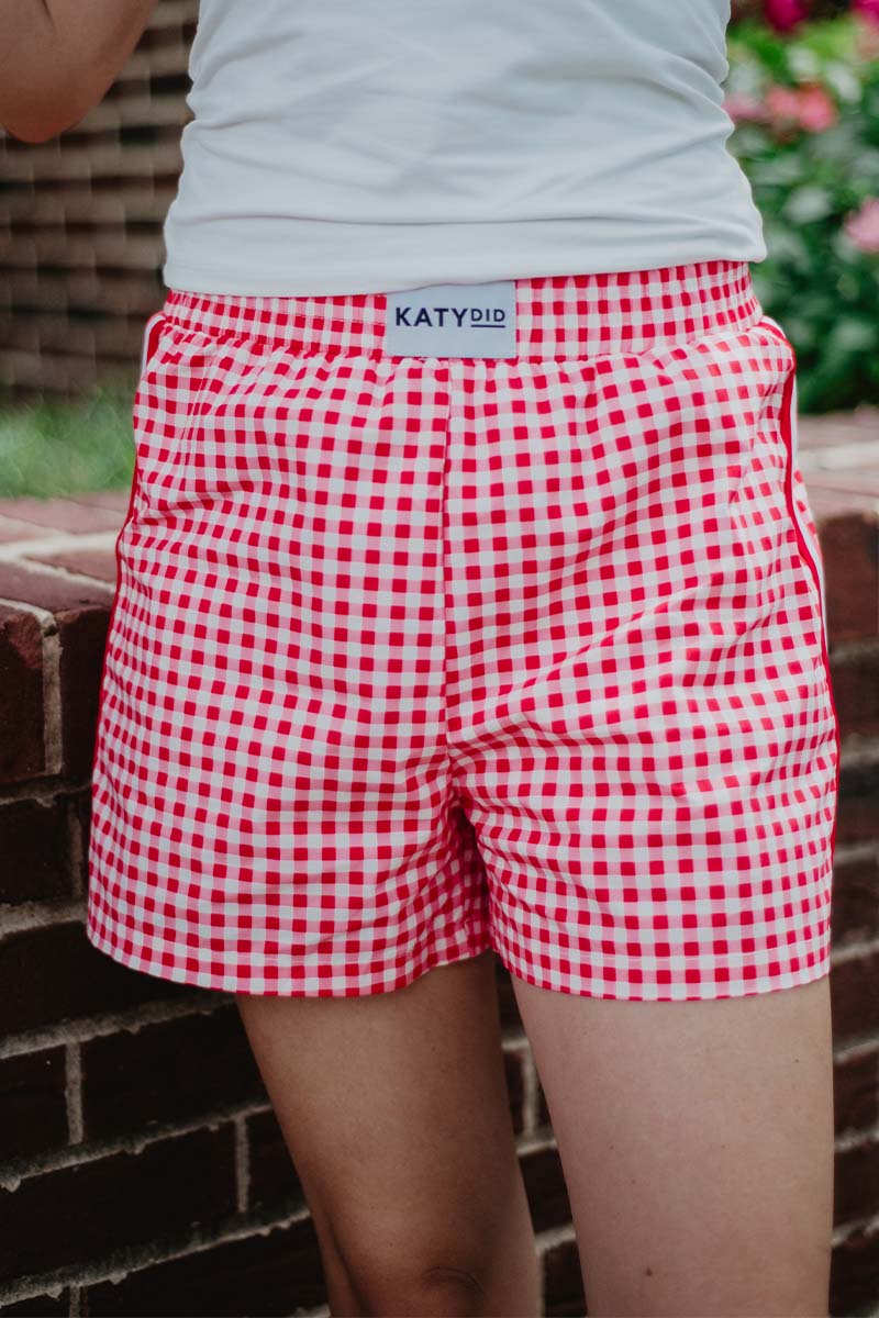 Red Plaid Women's Boxer Shorts