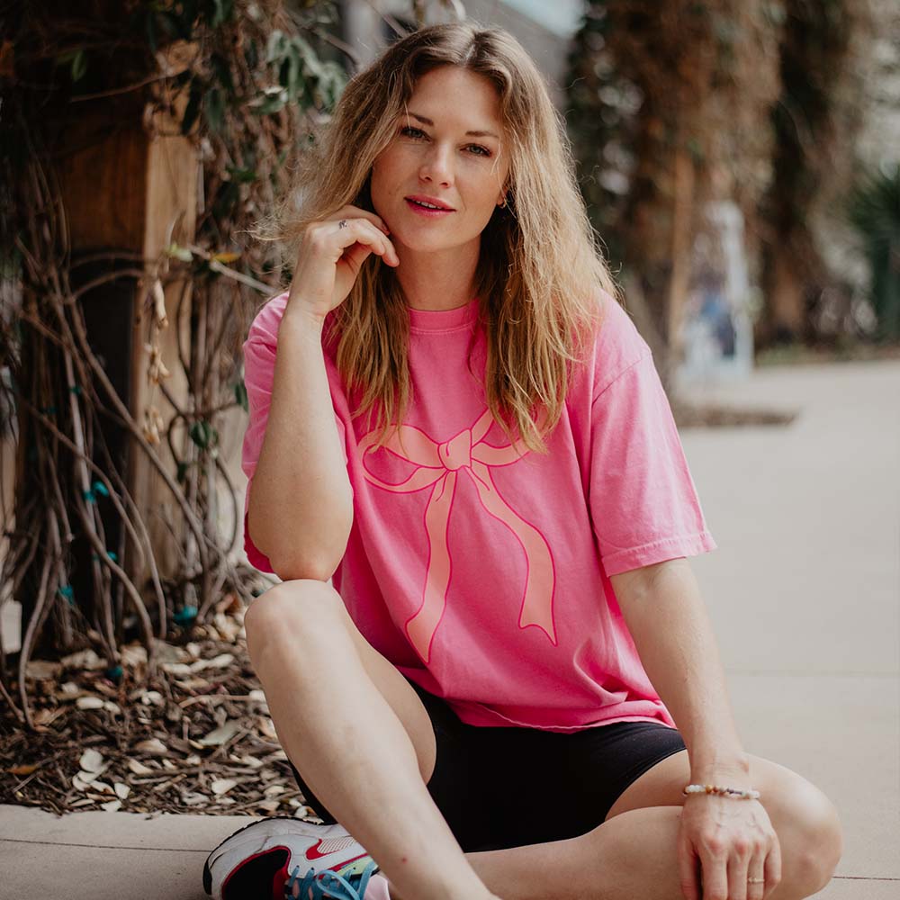 Pink Coquette Bow Women's Graphic T-Shirt in crunchberry
