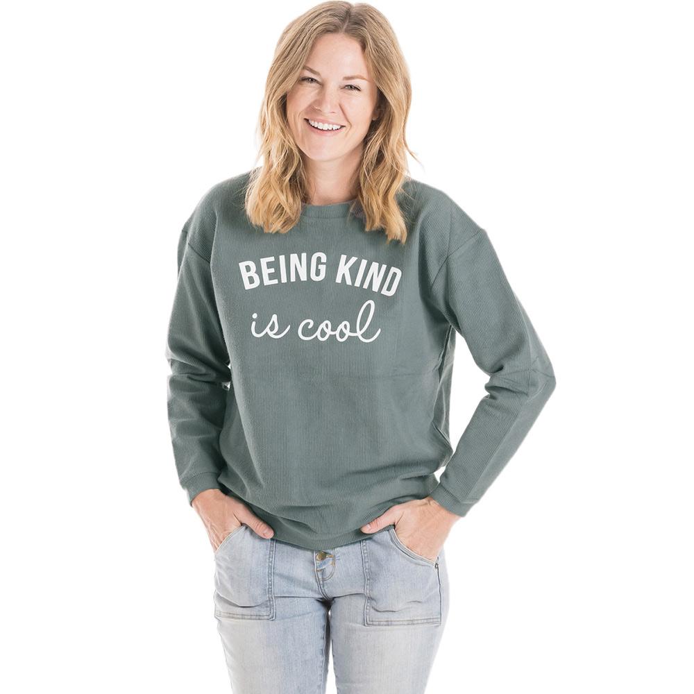 Being Kind Is Cool Corded Sweatshirt in green