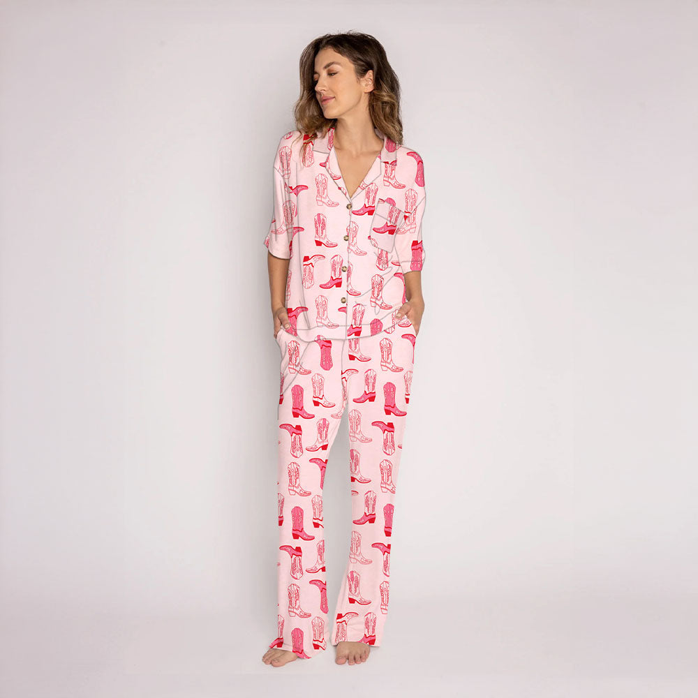 Light Pink Western Boots Loungewear Set