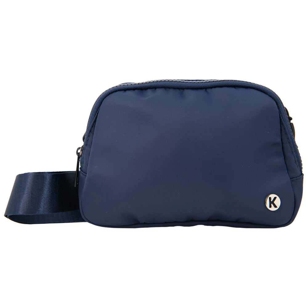 Navy Solid Fanny Pack has interior pockets